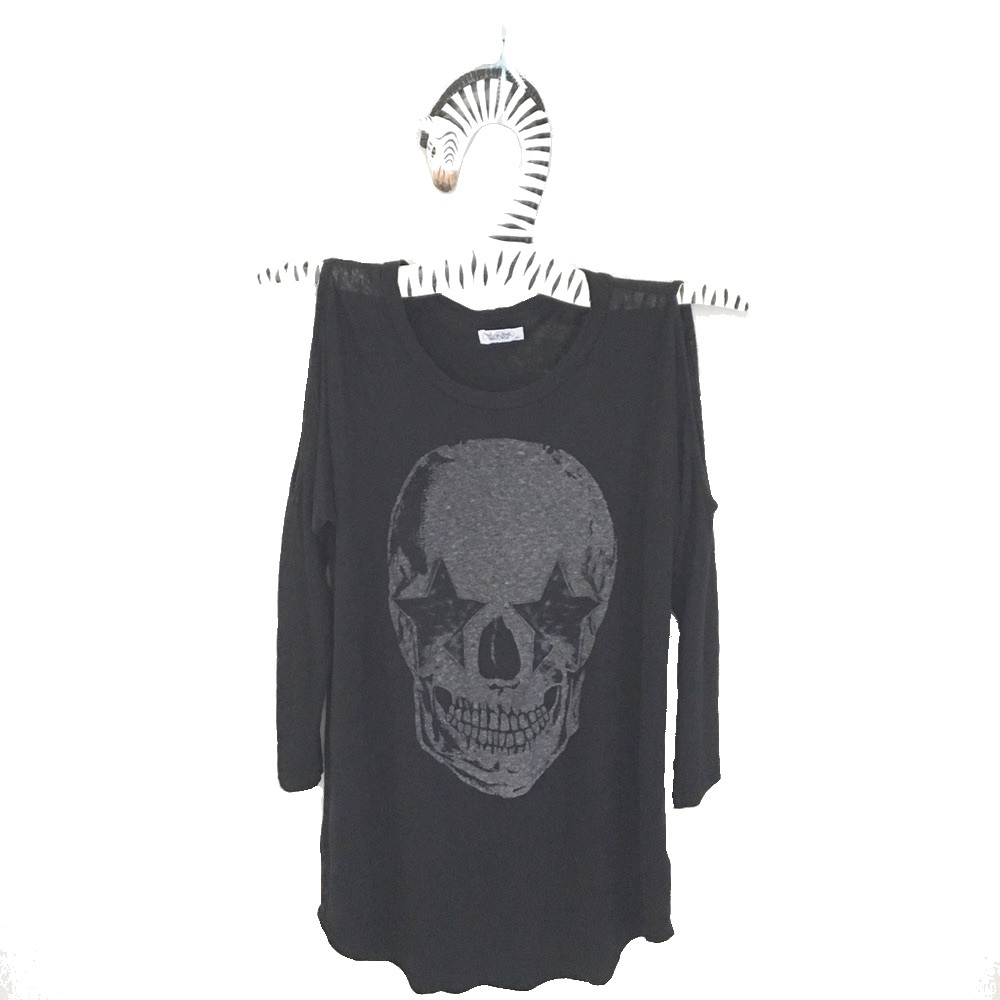 new Lauren Moshi ★ Star Eye Skull Mini Dress ★ Blk - Picture 9 of 14